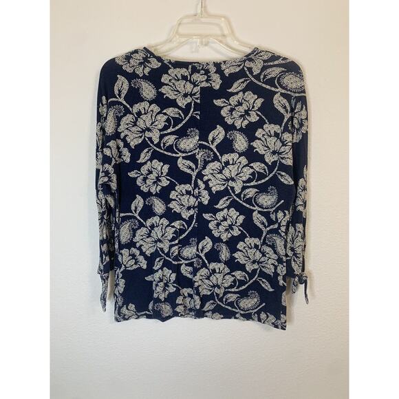 Chicos, Blue 3/4 Sleeve Knit Blouse, Size 0 - Picture 5 of 5